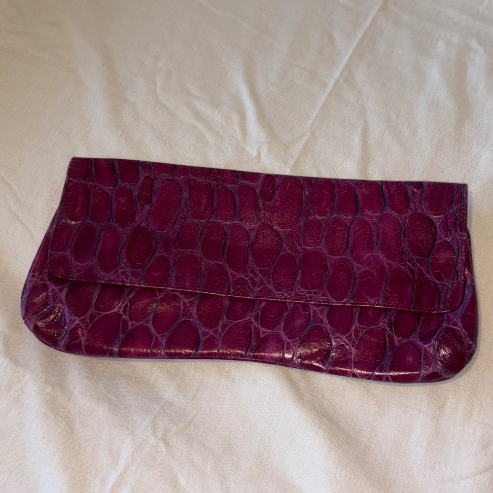 JALDA | Fuchsia and Lilac Textured Leather Clutch Bag